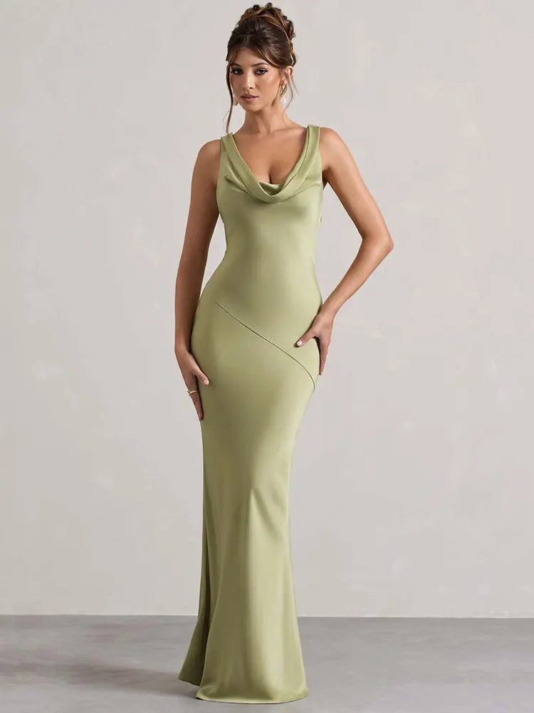 Satin Maxi Evening Dress