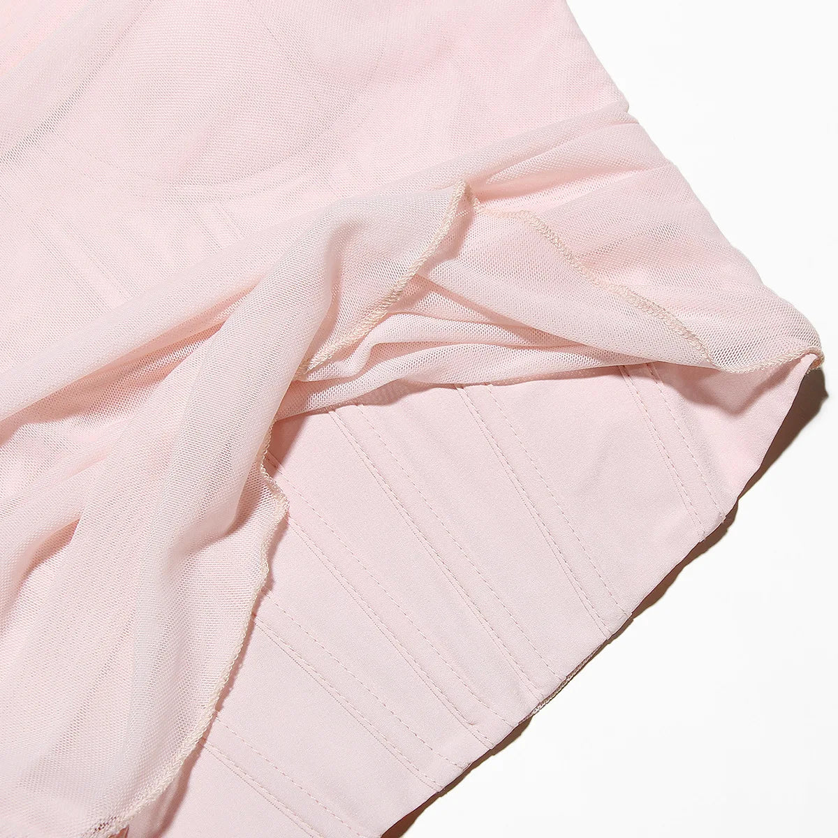 White Strapless Party Pink Mesh Strapless Top