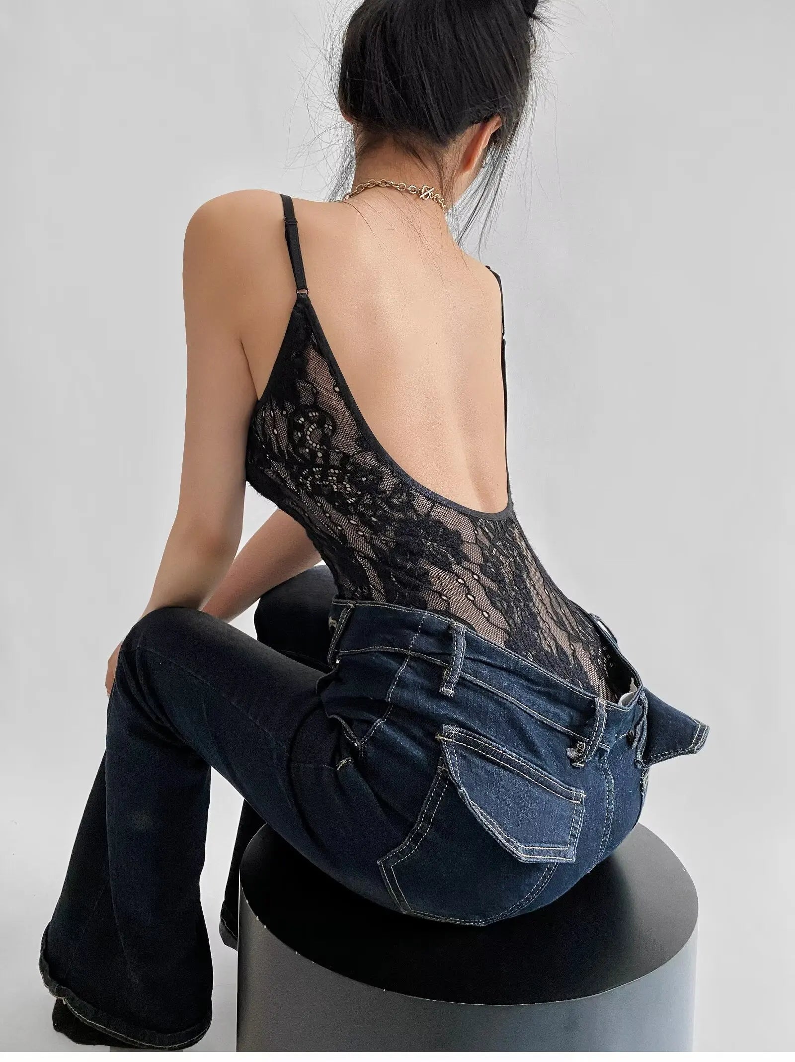 Lace Backless Bodysuit