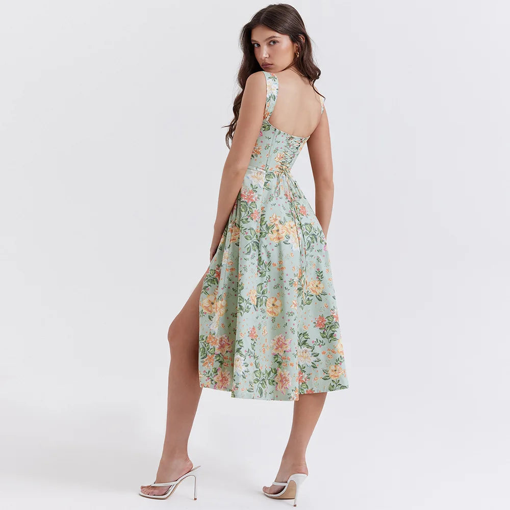 Floral Corset Midi Dress