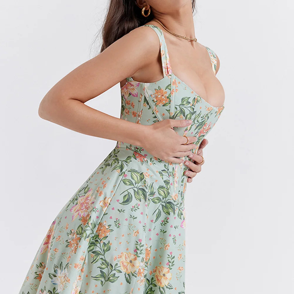 Floral Corset Midi Dress
