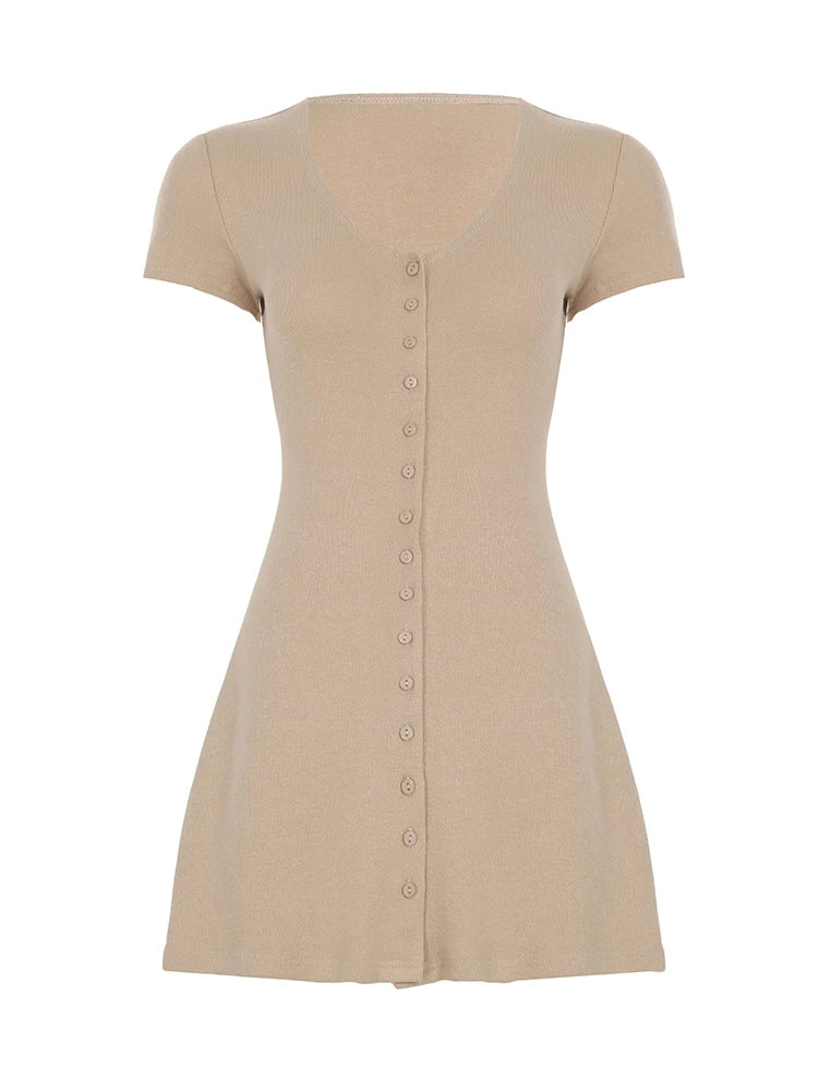 Solid A-Line Mini Dress