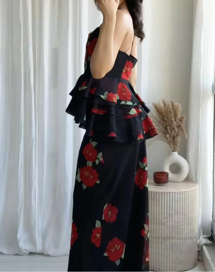 Floral Ruffle Skirt Set