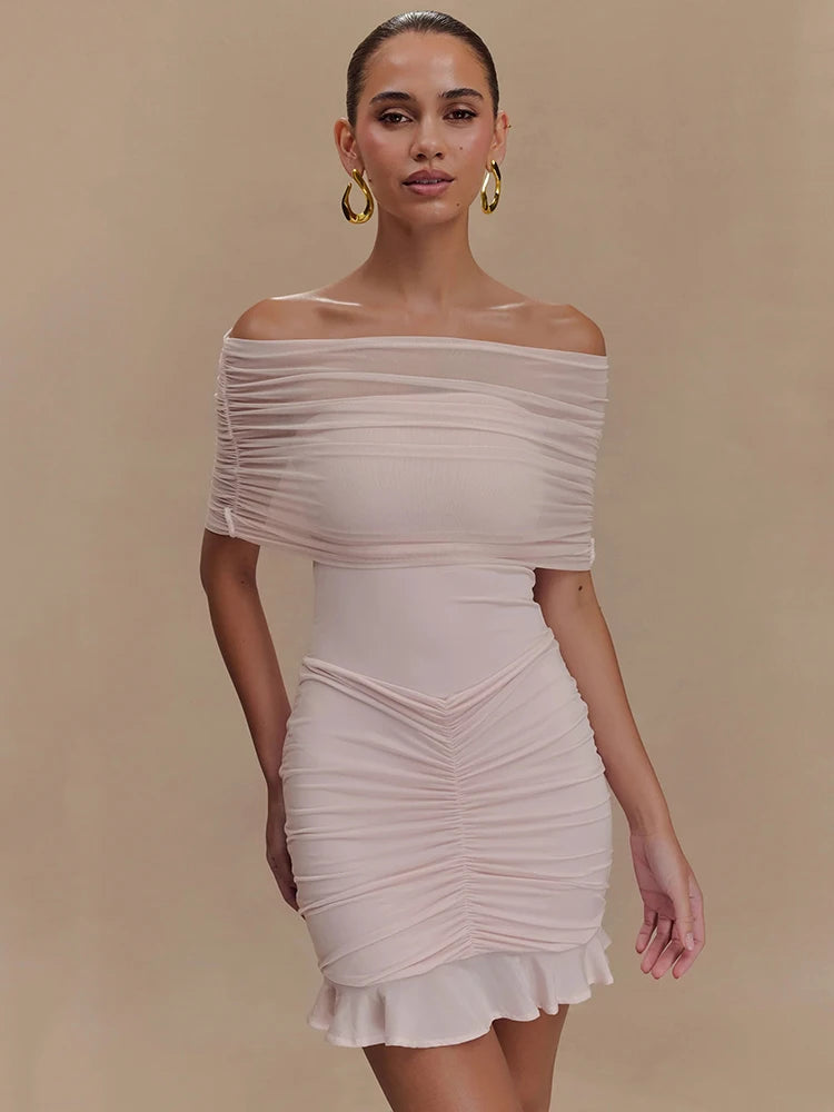 Mesh Strapless Mini Dress
