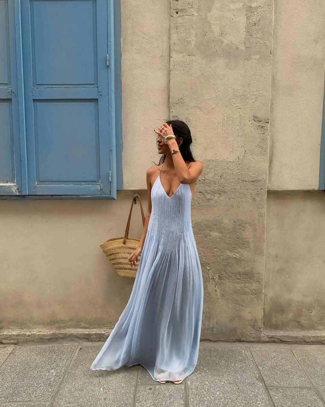 Solid Color Slim Dress