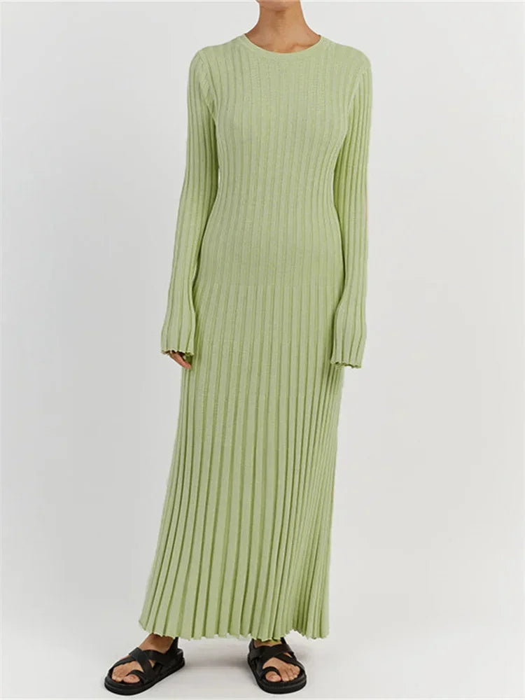Lace-Up Knit Maxi Dress