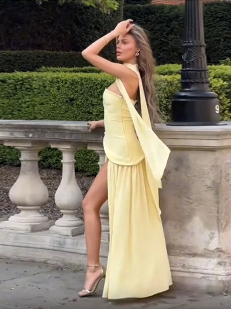 Strapless Split Maxi Dress