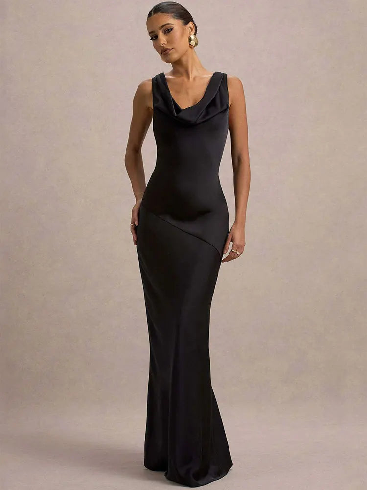 Satin Maxi Evening Dress