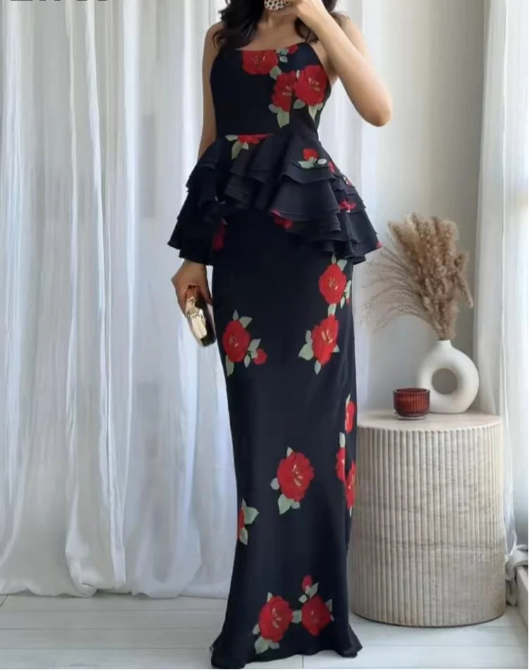 Floral Ruffle Skirt Set