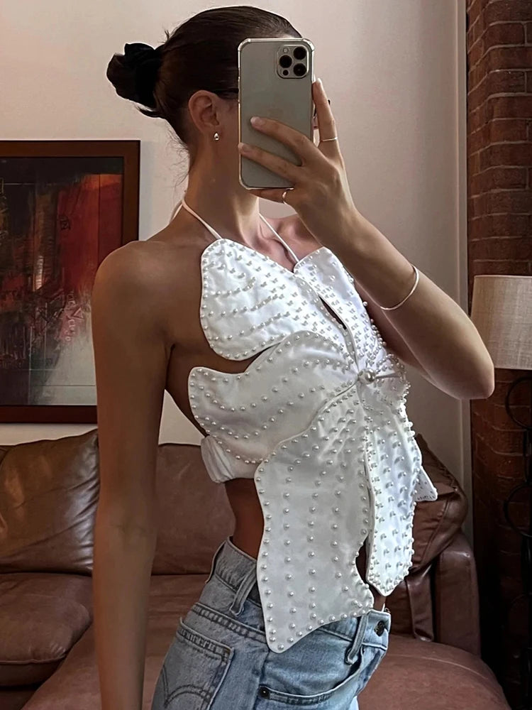 Backless Pearl Crop Top
