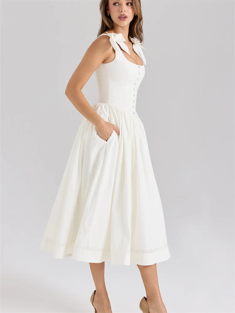 Lace-Up A-Line Dress