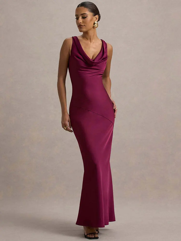 Satin Maxi Evening Dress