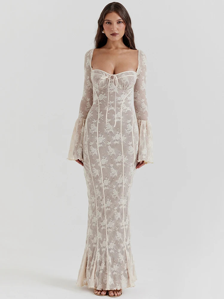 Lace Print Maxi Dress