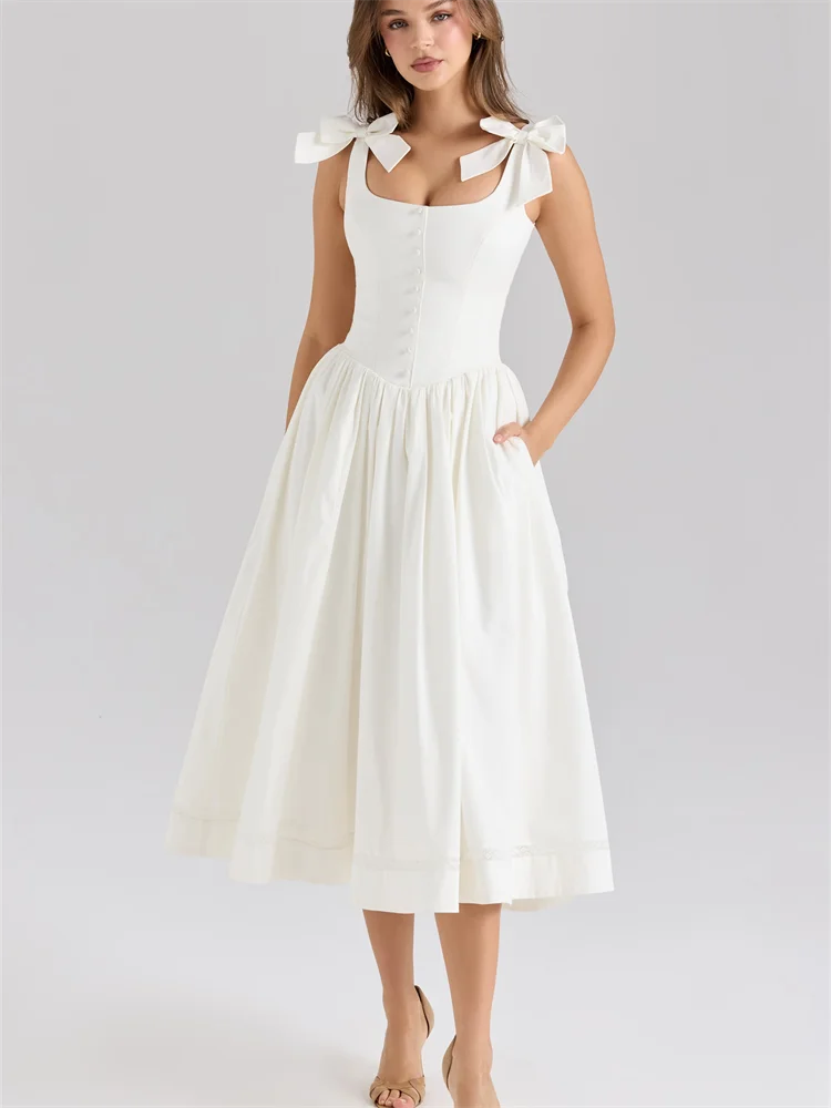Lace-Up A-Line Dress