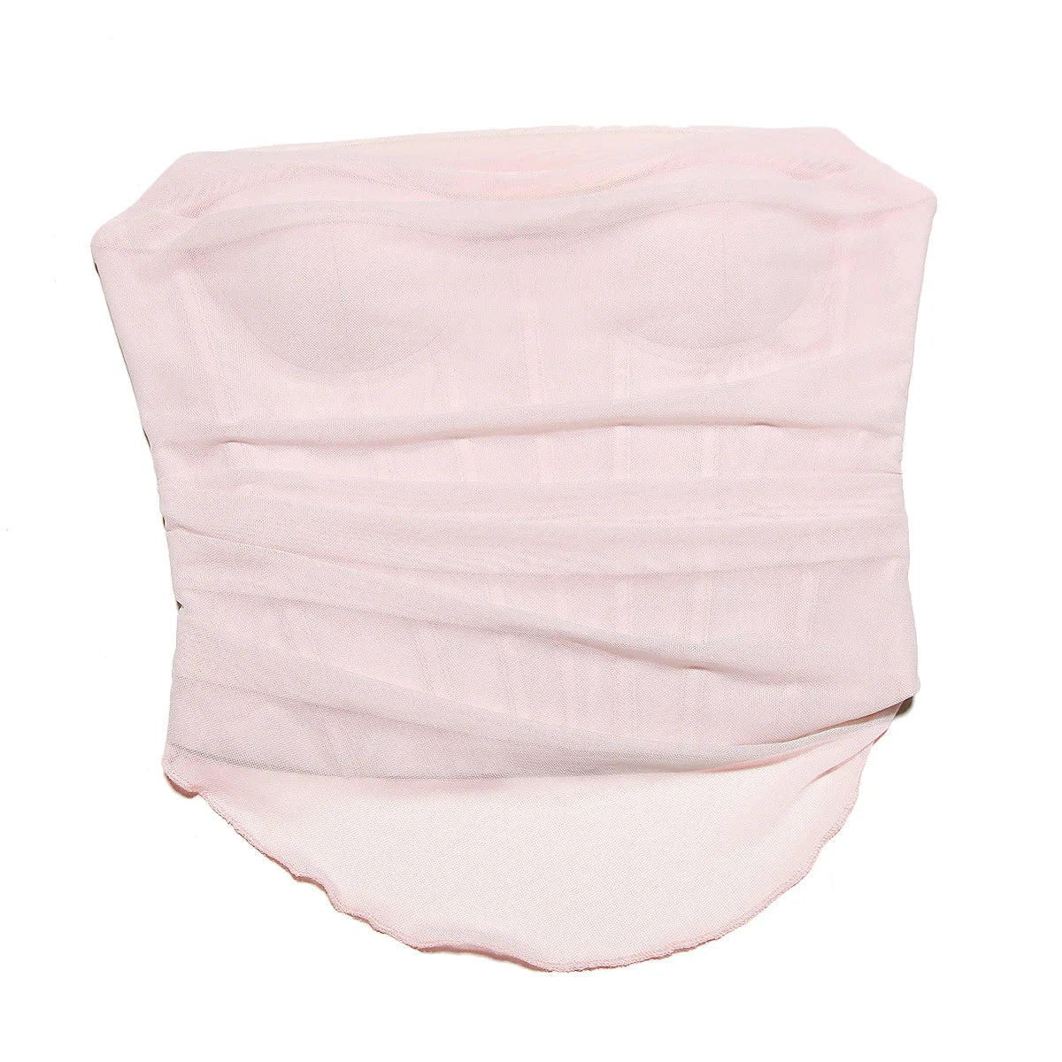 White Strapless Party Pink Mesh Strapless Top