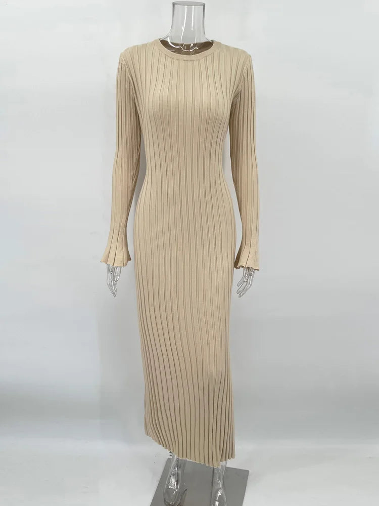 Lace-Up Knit Maxi Dress