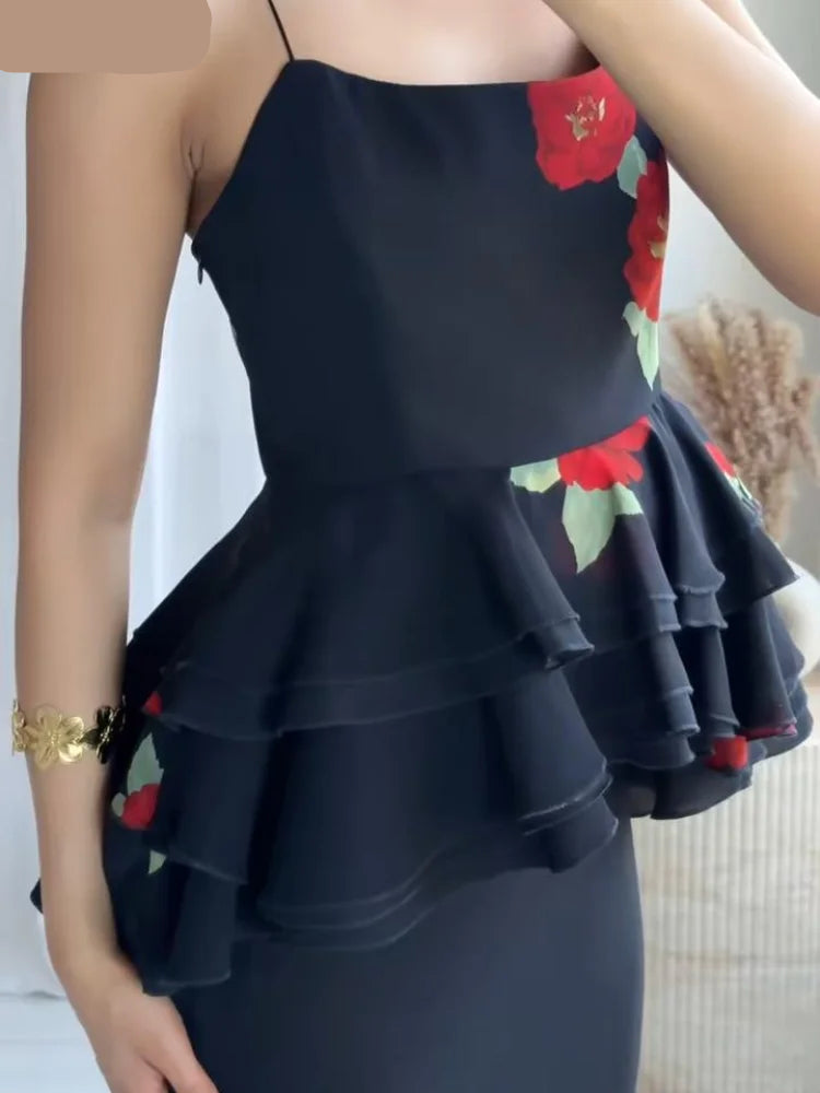 Floral Ruffle Skirt Set