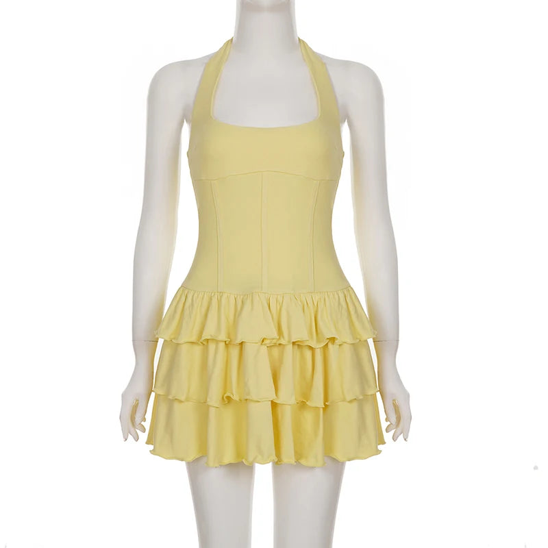 Halter Ruffle Mini Dress