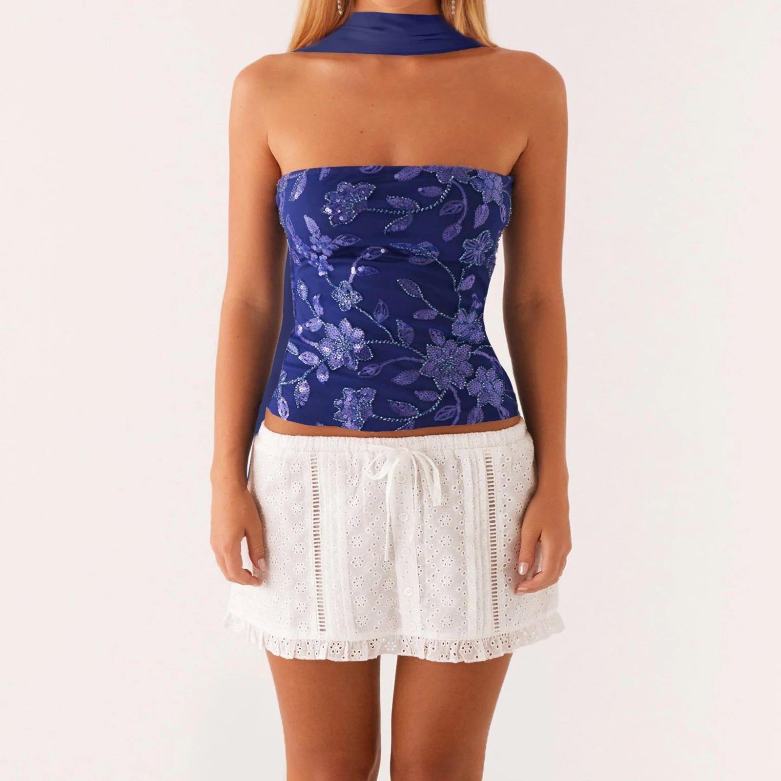 Y2K Glitter Tube Top