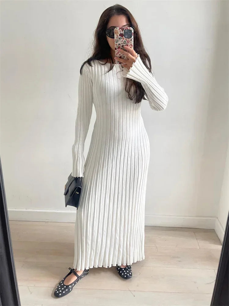 Lace-Up Knit Maxi Dress