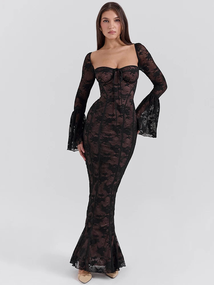 Lace Print Maxi Dress