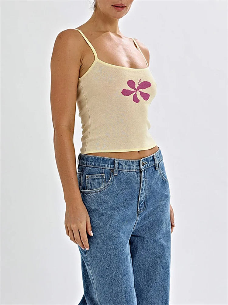 Flower Print Knit Tank