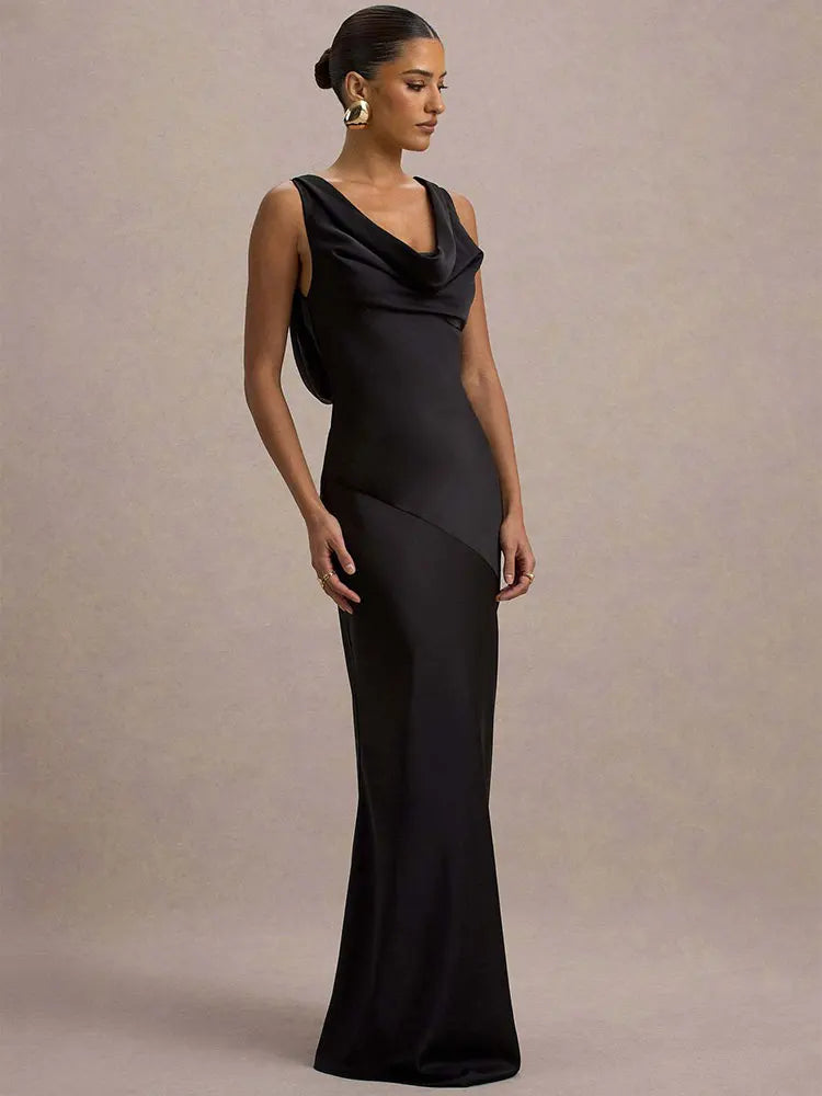 Satin Maxi Evening Dress