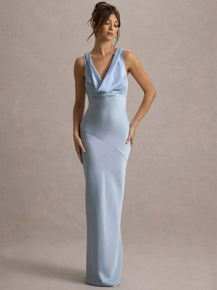 Satin Maxi Evening Dress
