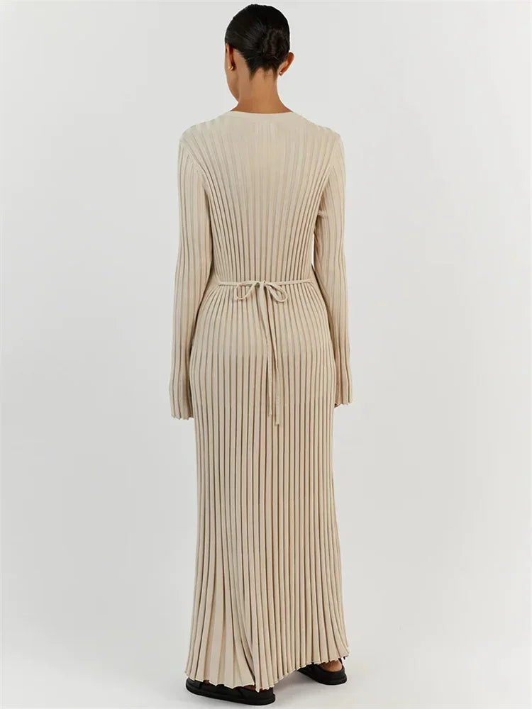 Lace-Up Knit Maxi Dress