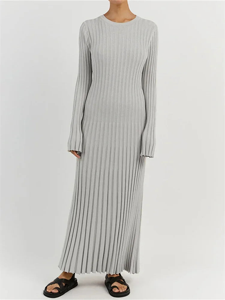 Lace-Up Knit Maxi Dress