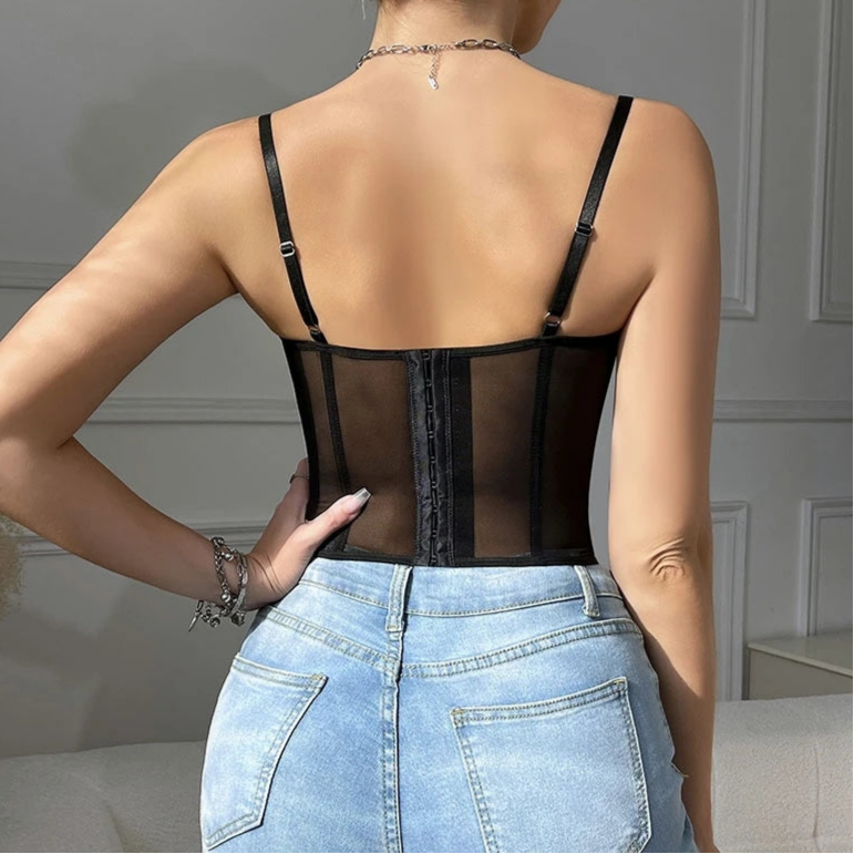 Sheer Lace Bustier Top