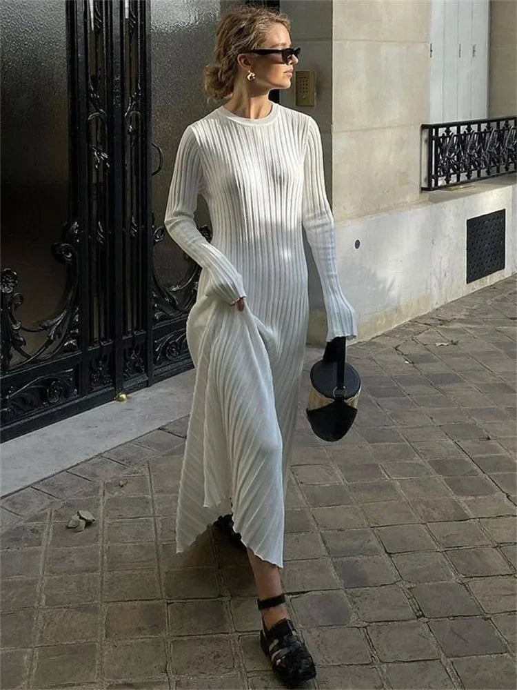 Lace-Up Knit Maxi Dress