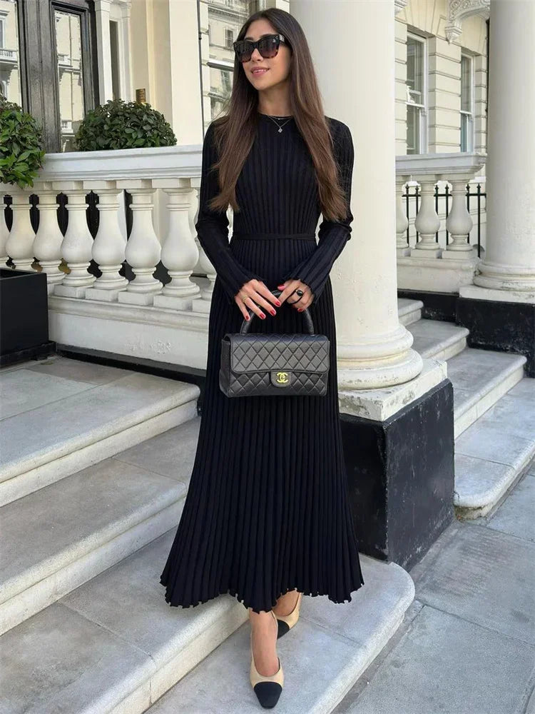 Lace-Up Knit Maxi Dress