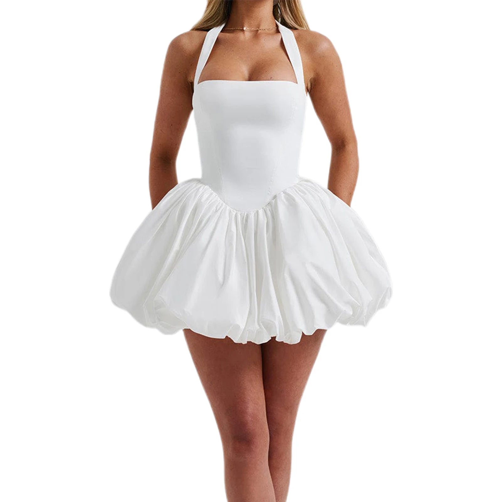 Halter Bubble Mini Dress