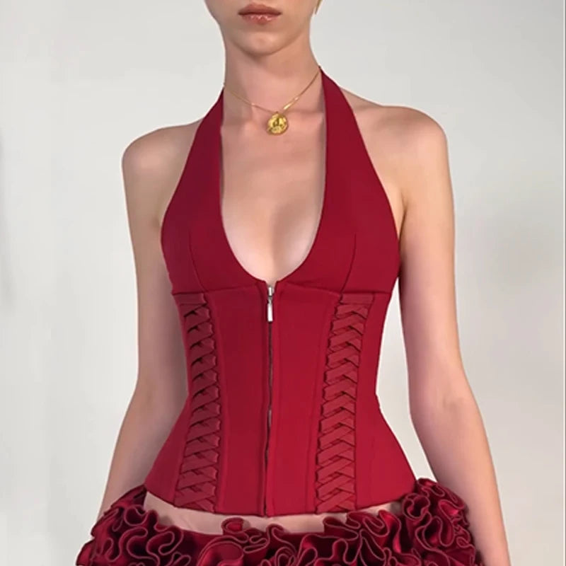 Cross Tie Halter Top