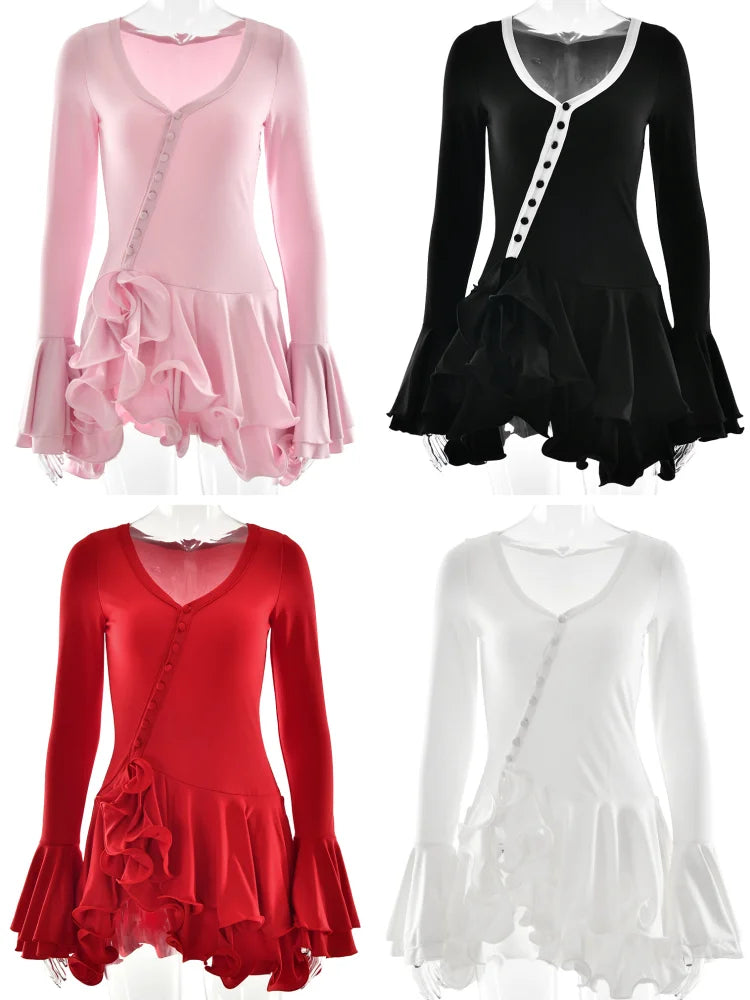 A-Line Button Mini Dress