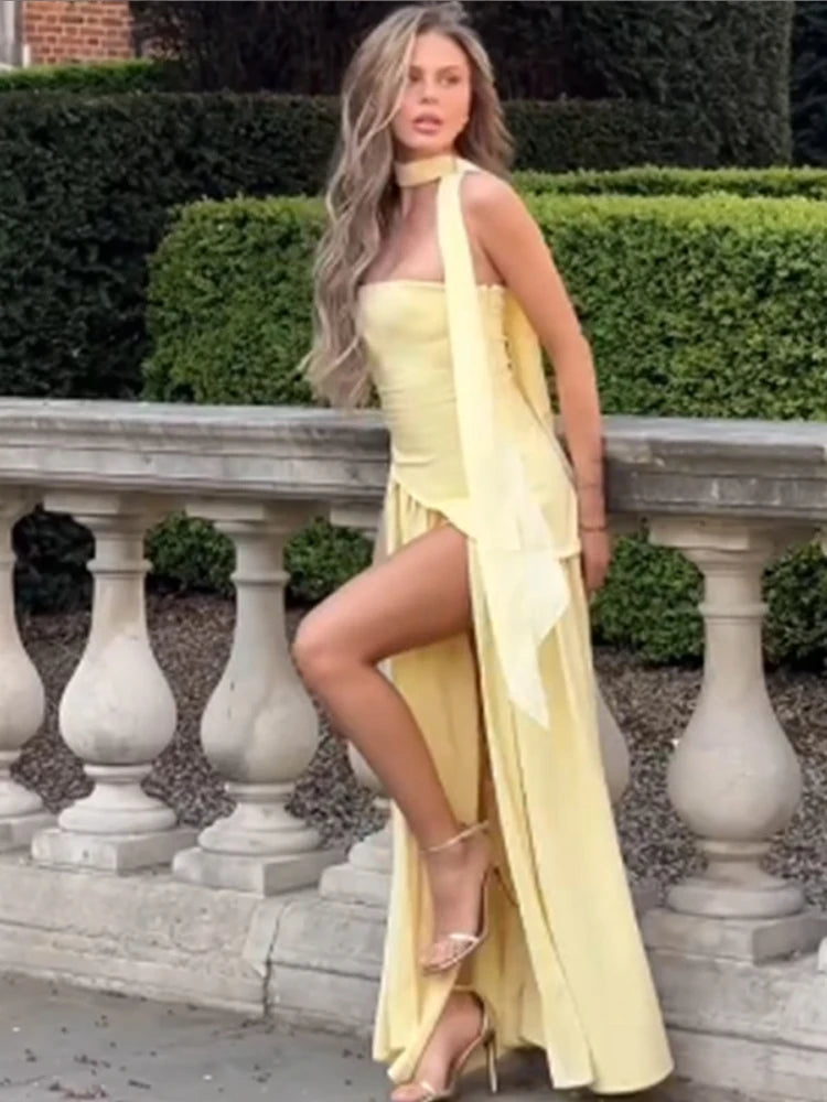 Strapless Split Maxi Dress