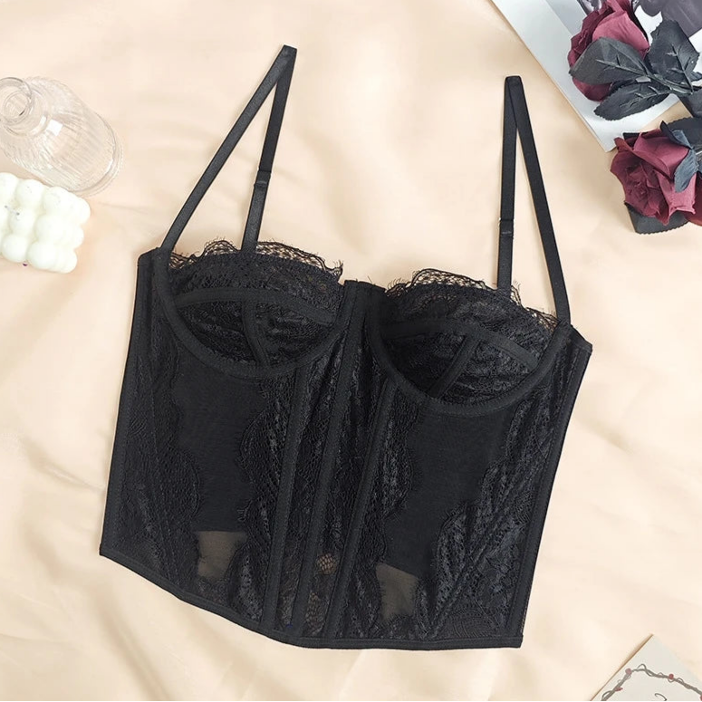 Sheer Lace Bustier Top
