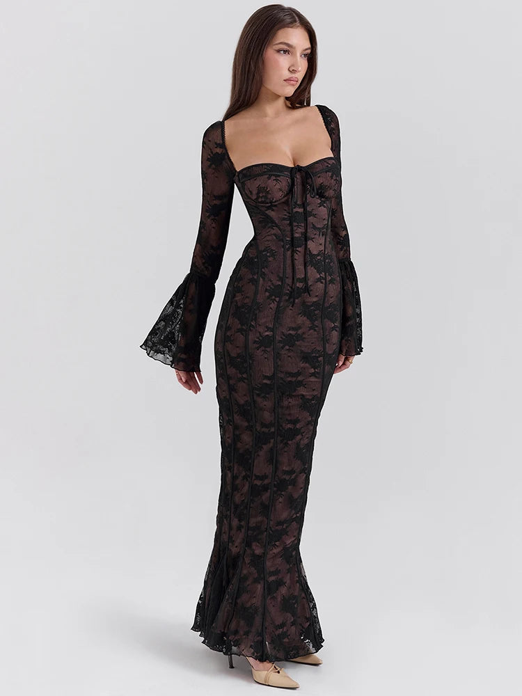 Lace Print Maxi Dress