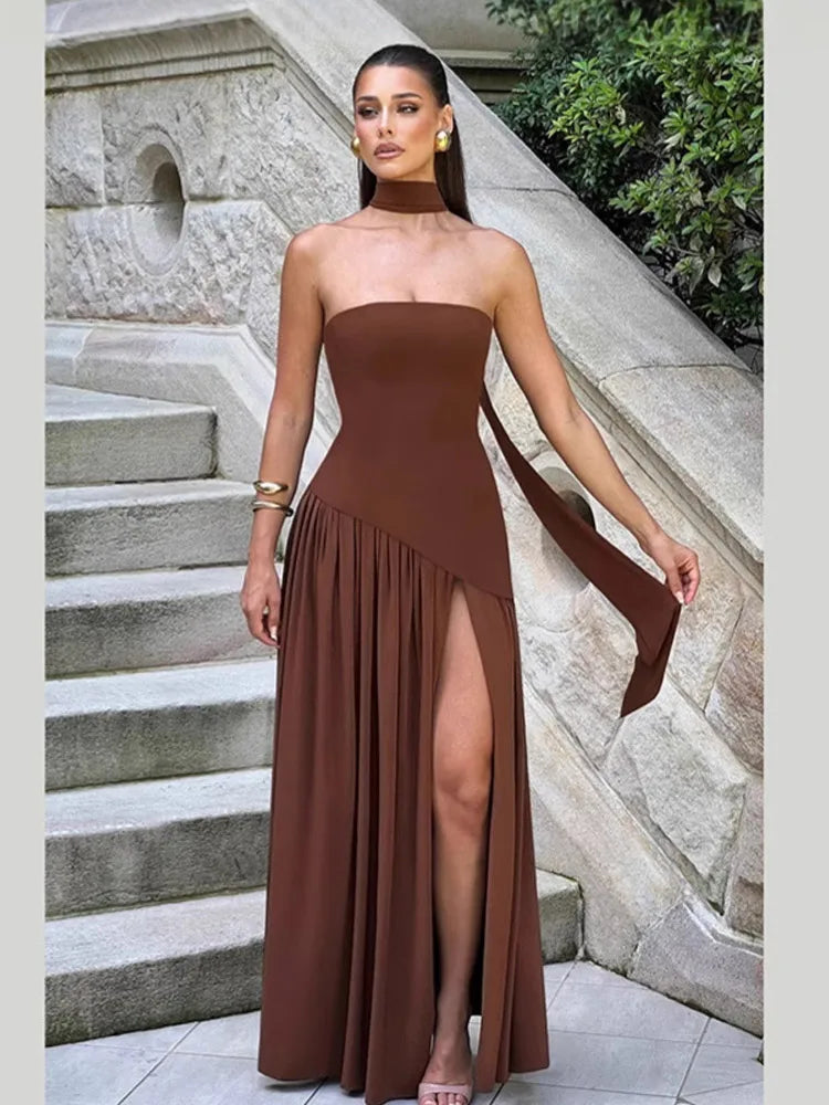 Strapless Split Maxi Dress