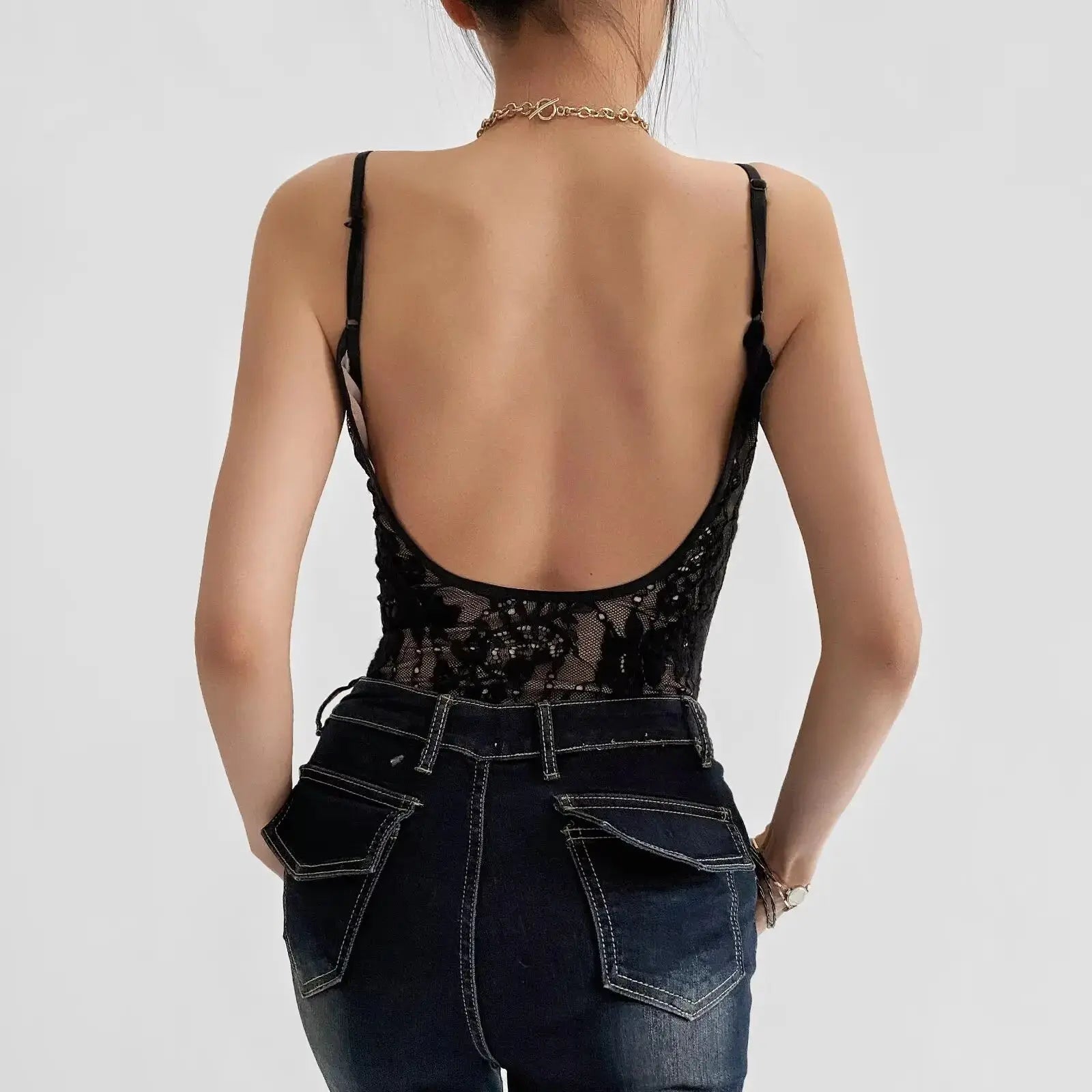 Lace Backless Bodysuit