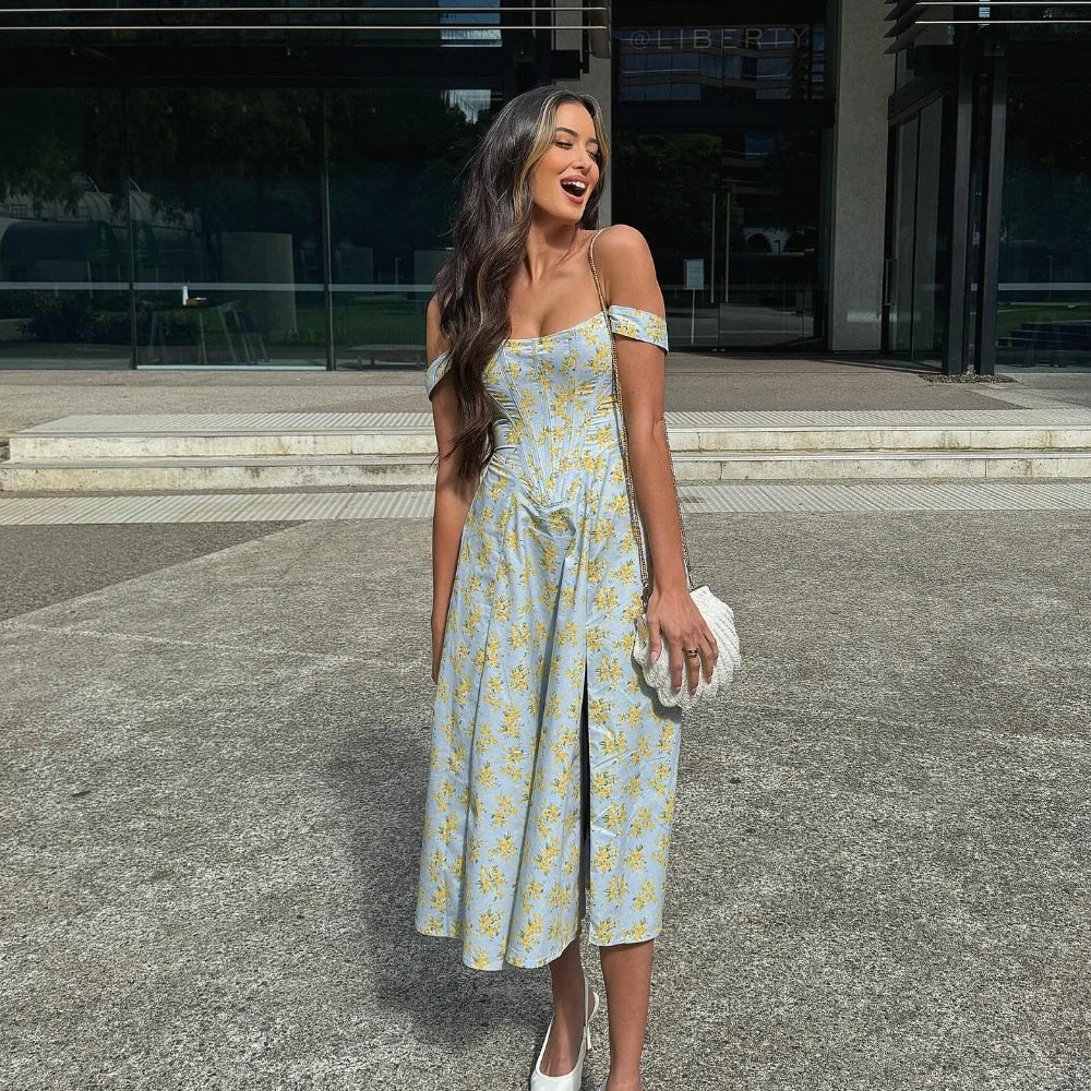 Floral Corset Midi Dress