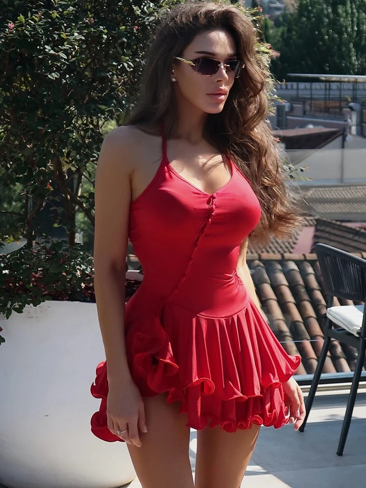 Ruffle Hem Mini Dress
