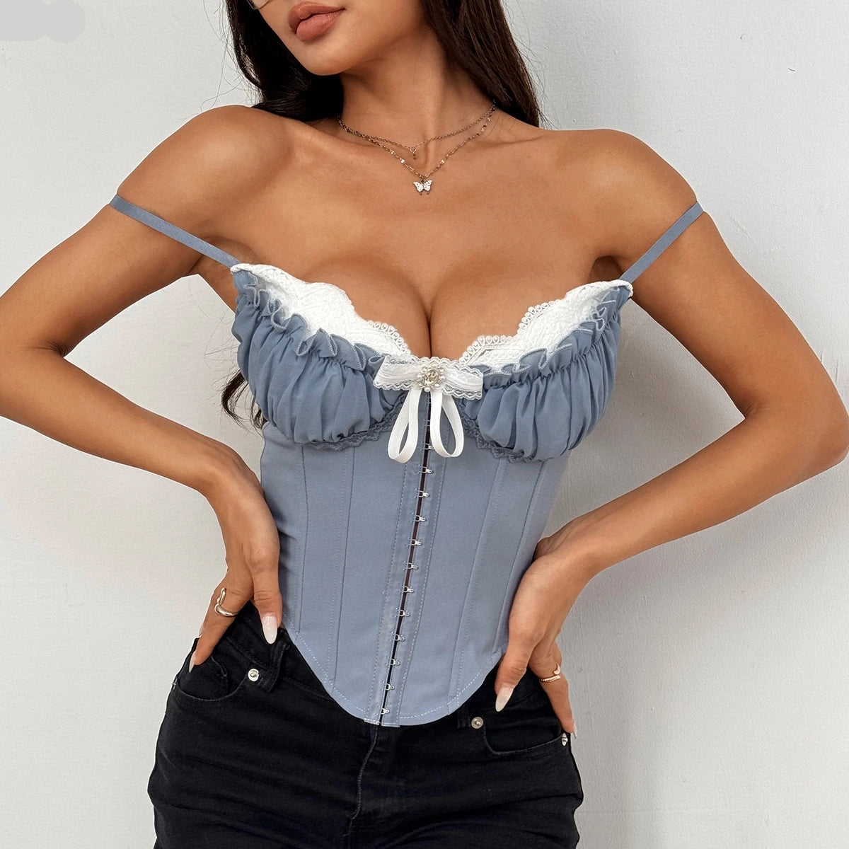 Fishbone Mesh Corset Top