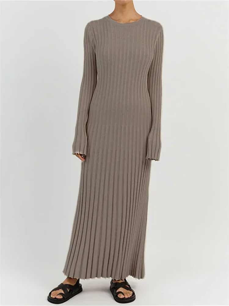 Lace-Up Knit Maxi Dress