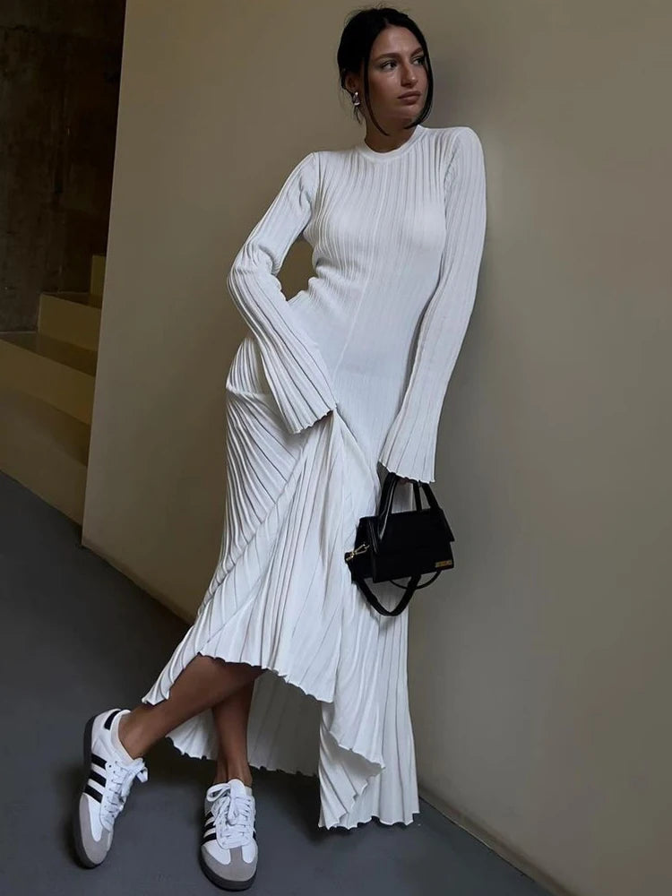 Lace-Up Knit Maxi Dress