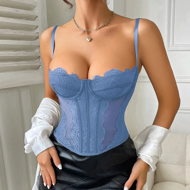 Sheer Lace Bustier Top