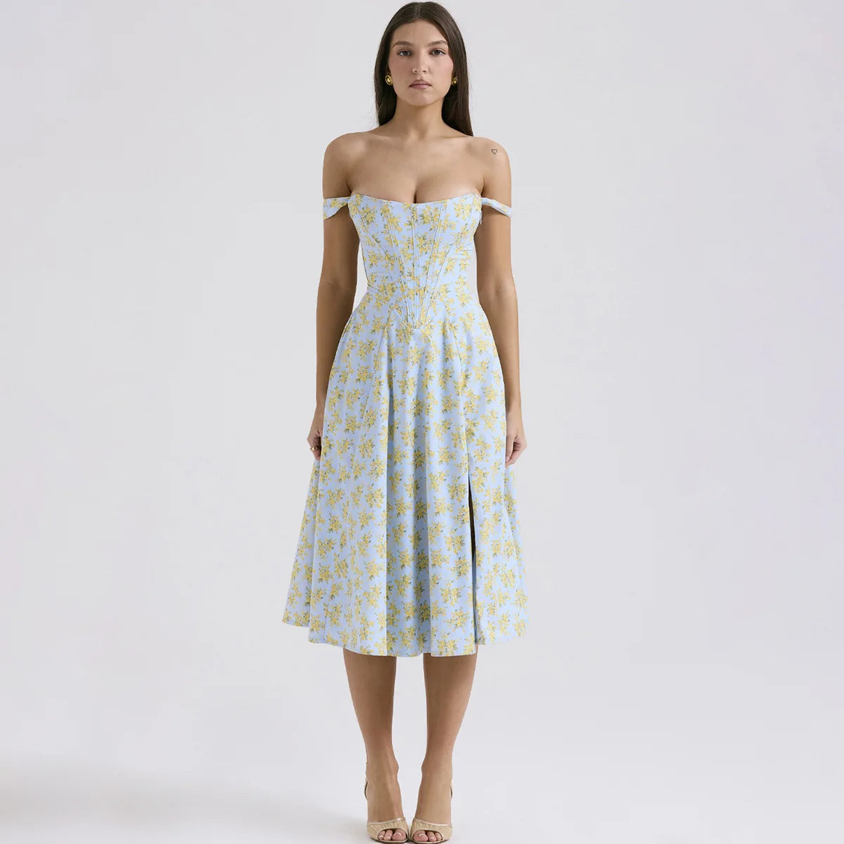 Floral Corset Midi Dress