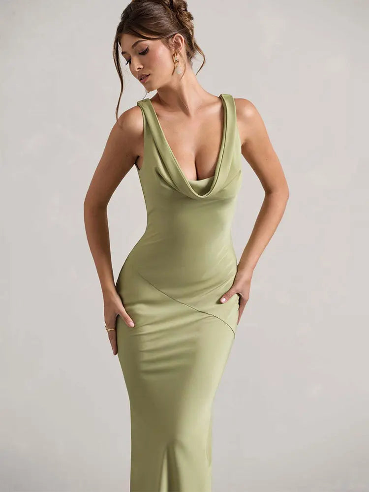 Satin Maxi Evening Dress