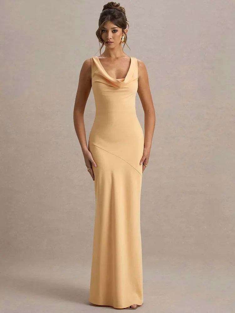 Satin Maxi Evening Dress